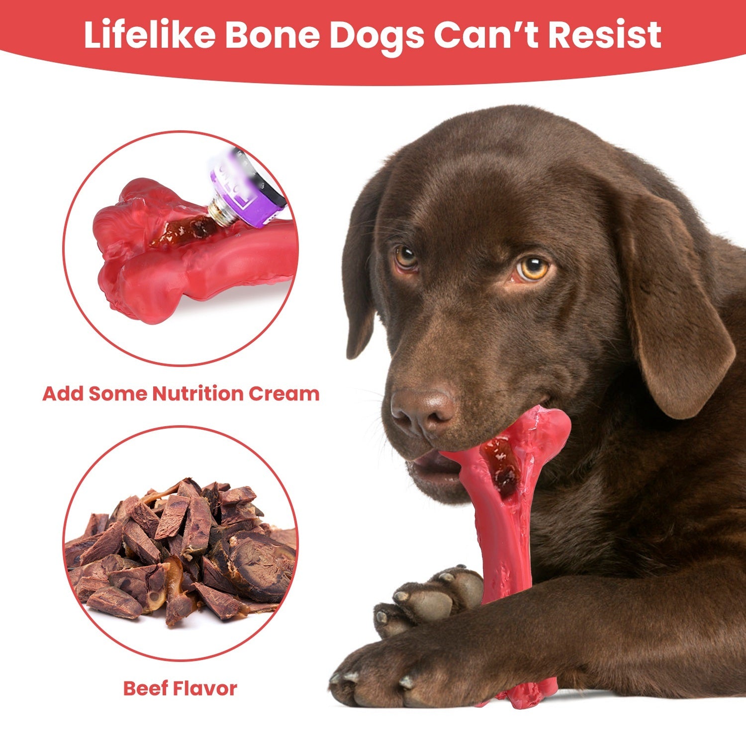 Dog Chew Bone with Beef Flavor for Aggressive Chewers