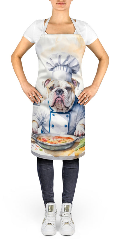 White English Bulldog - The Chef Apron for Adult Women and Men - Unisex Large