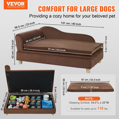 Soft Velvety Sofa Bed for Large-Sized Dogs and Cats - 110 lbs Capacity