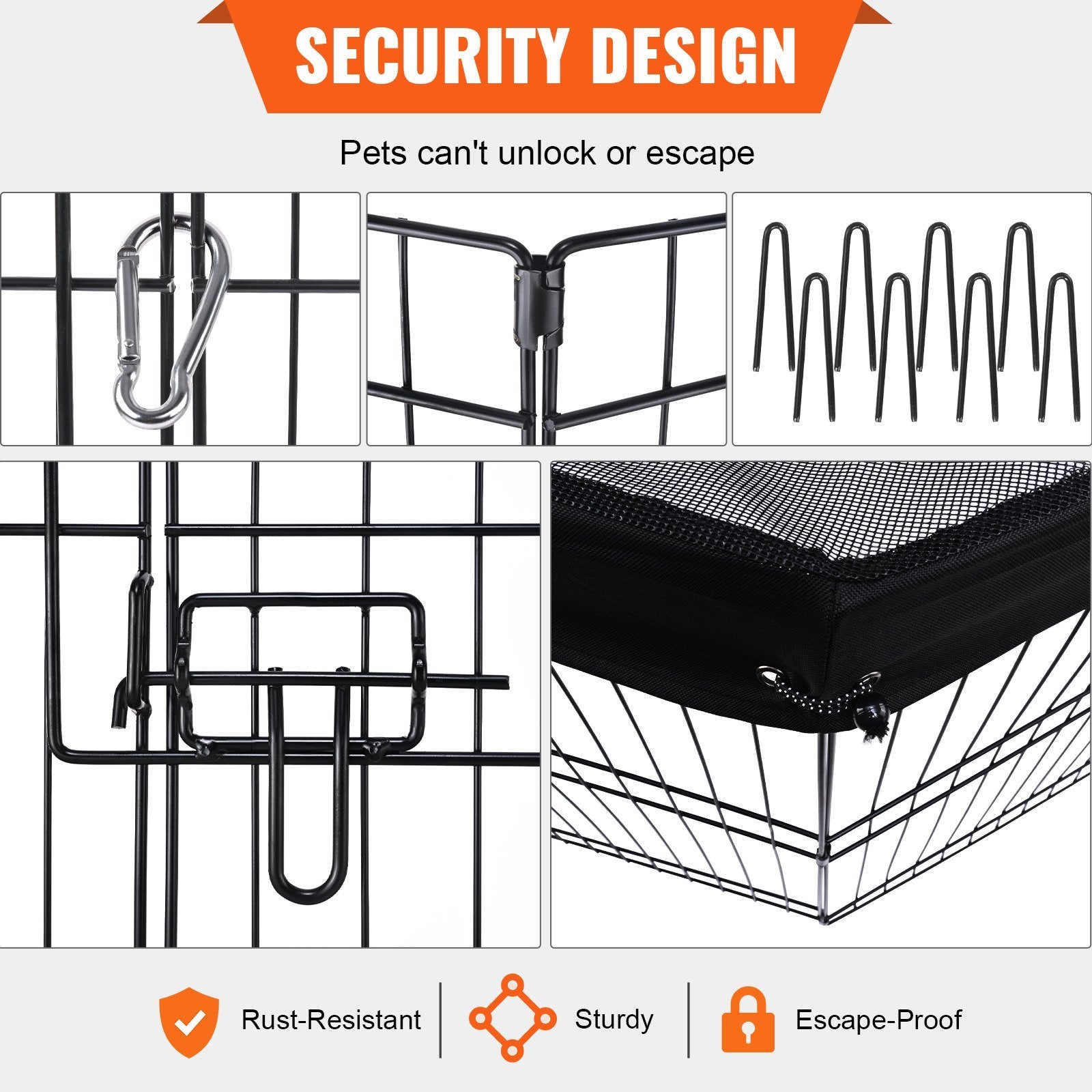 Metal 8 Panel Foldable Dog Exercise Playpen - 63"