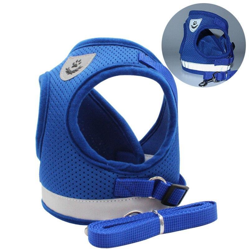 Reflective Leash and Mesh Vest Harness Set for Small Dogs