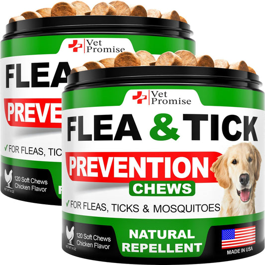 Limited Time!!!  2 Pack Flea and Tick Prevention Chewables for All Breeds and Ages of Dogs - 240 Treats