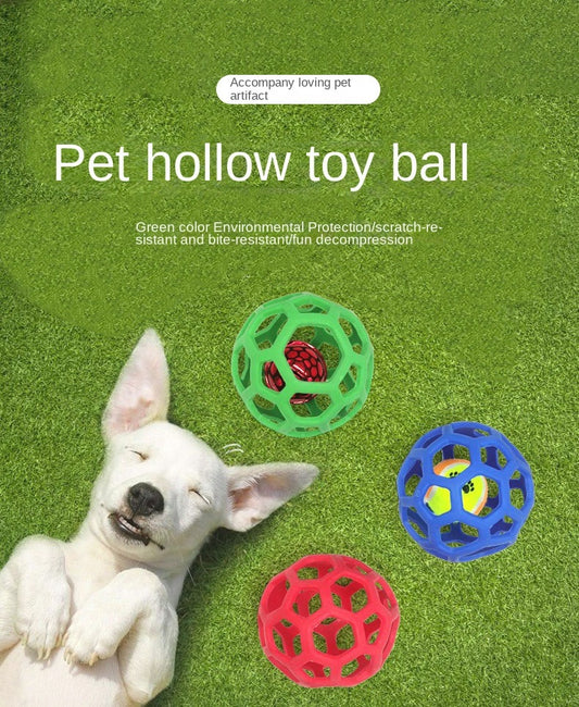 Hollow Bite-Resistant Elastic Rubber Ball Toy for Dogs