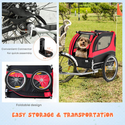 Foldable Bike Trailer with 3 Entrances for Dogs and Cats