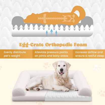 Foam Crate Bed with 3-Side Bolster and Washable Bed Cover for Dogs