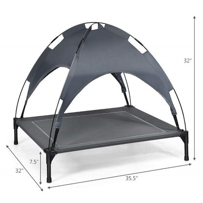 Portable Elevated Bed With Removable Shade Canopy for Dogs