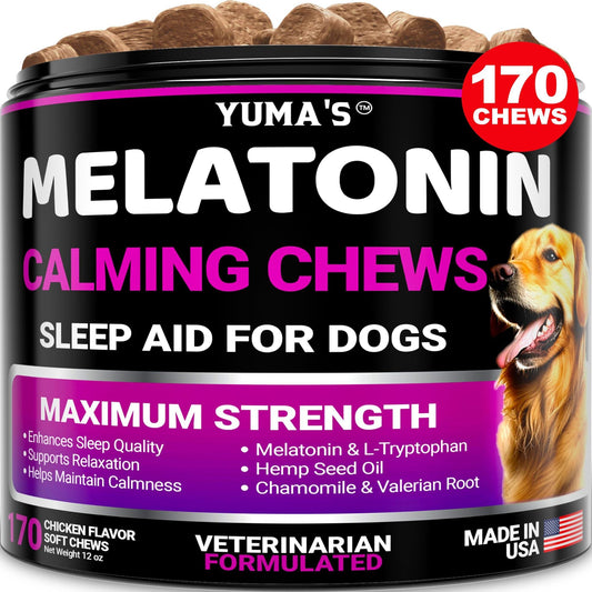 Yuma's - Melatonin Calming Chews for Stress and Anxiety Relief for Dogs - 170 Chews