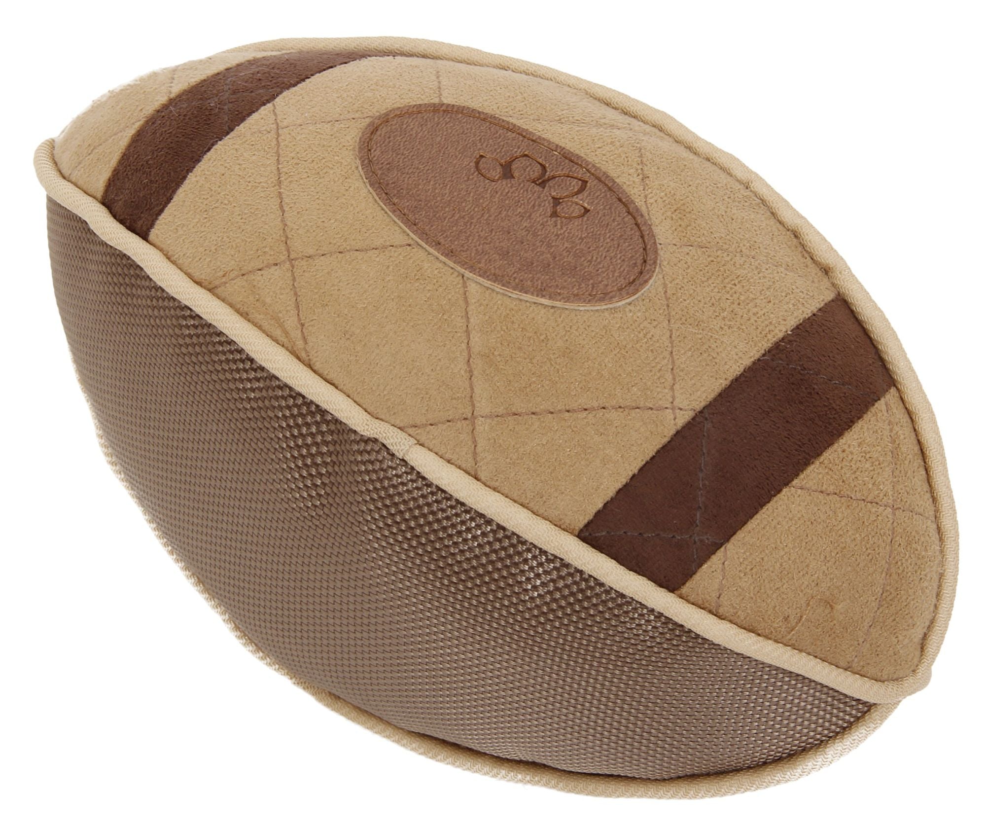 Pet Life - Pugskin - Durable Oxford Nylon and Mesh Plush Squeaky Football Toy for Dogs