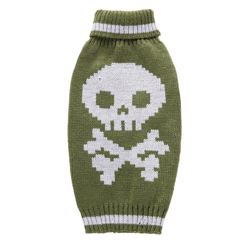 Halloween Costume Pumpkin, Skulls, Death, Knit Sweater for Dogs