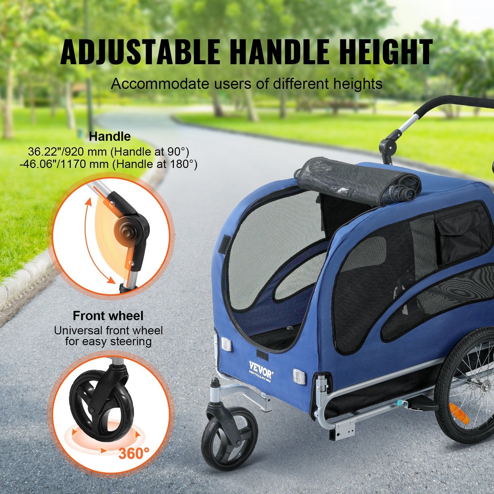 Folding 2-in-1  Stroller and Bike Trailer, Supports up to 100 lbs for Dogs