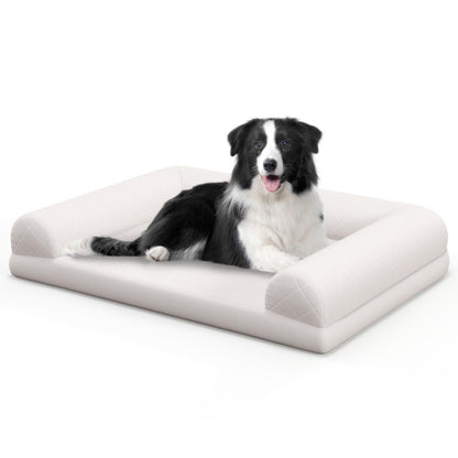 Foam Crate Bed with 3-Side Bolster and Washable Bed Cover for Dogs