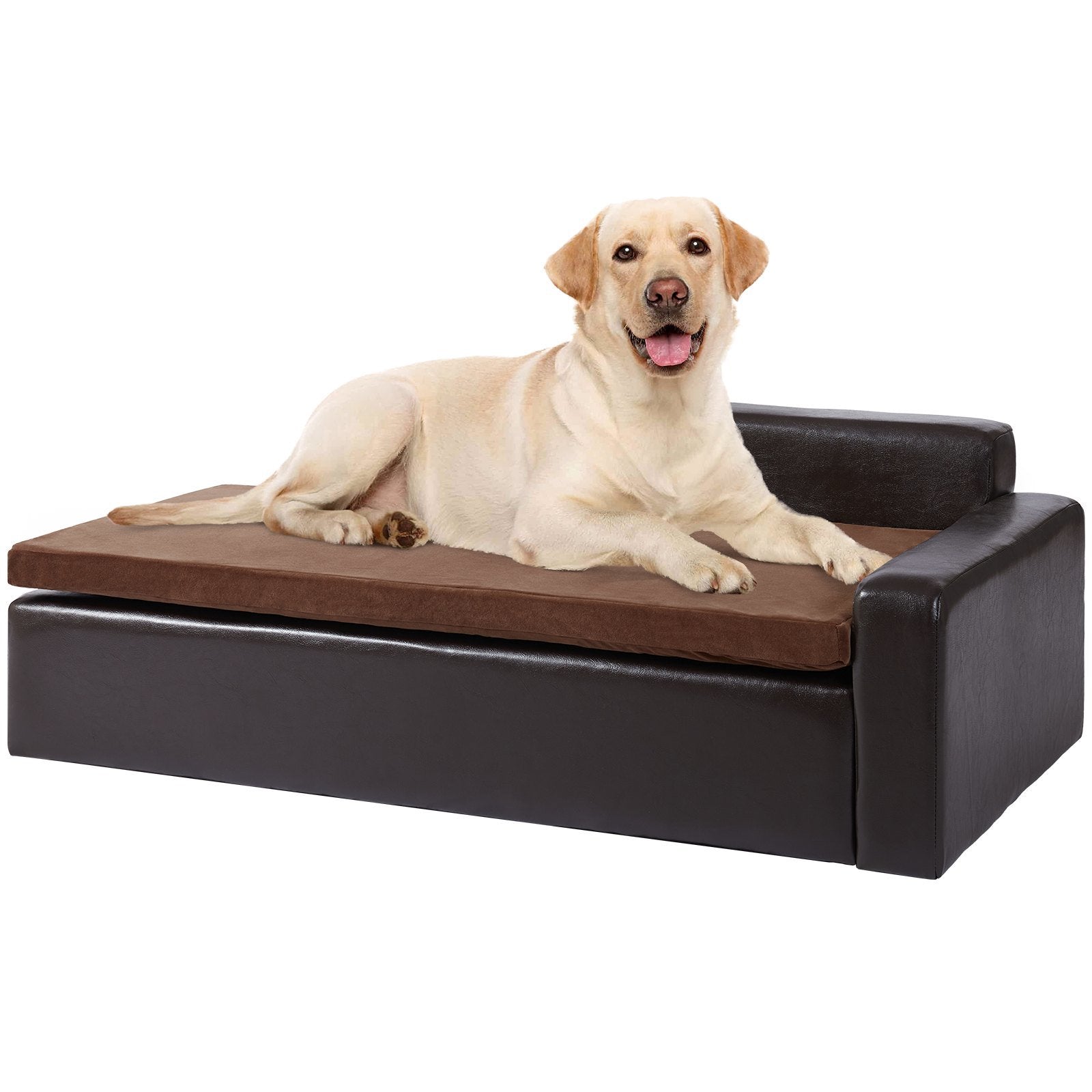 Soft Leather Sofa Bed for Large-Sized Dogs and Cats - 110 lbs Capacity