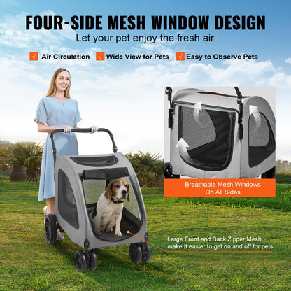 Heavy Duty 4 Wheel Stroller for Medium and Large Dogs