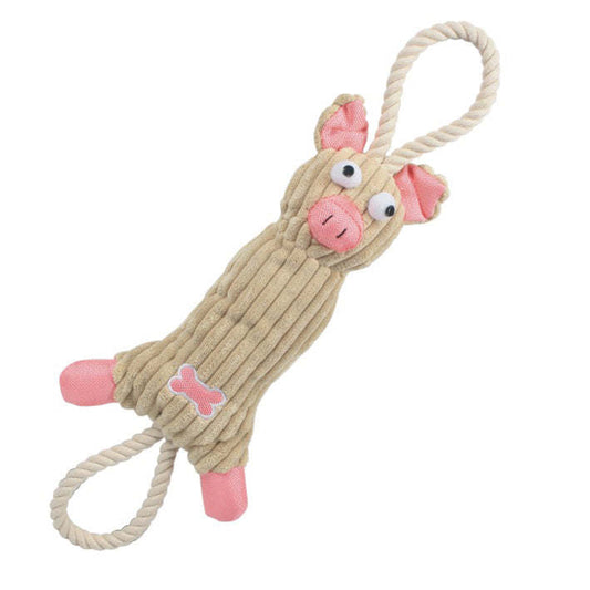 Recycled Jute and Rope Plush Pig and Cow Dog Toys