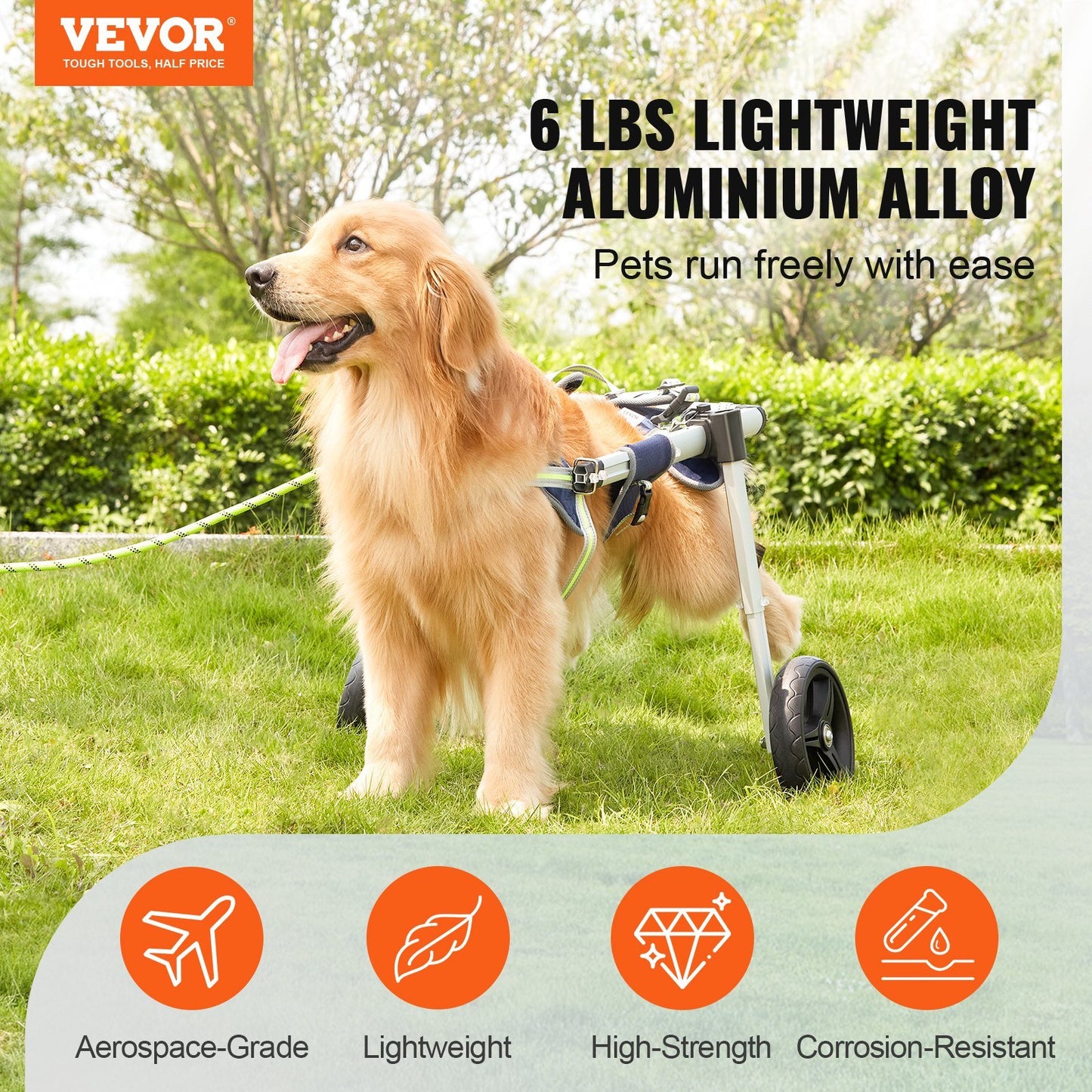 Lightweight Adjustable 2 Wheel Wheelchair/Cart for Back Legs for Dogs