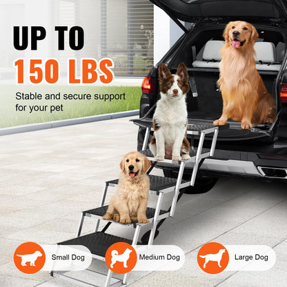 5-step Folding  Aluminum Steps Capacity up to 150 lbs for Dogs