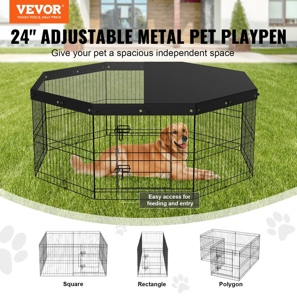 Metal 8 Panel Foldable Dog Exercise Playpen - 63"