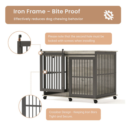 Sliding Iron Door Crate/Kennel with Mat for Dogs