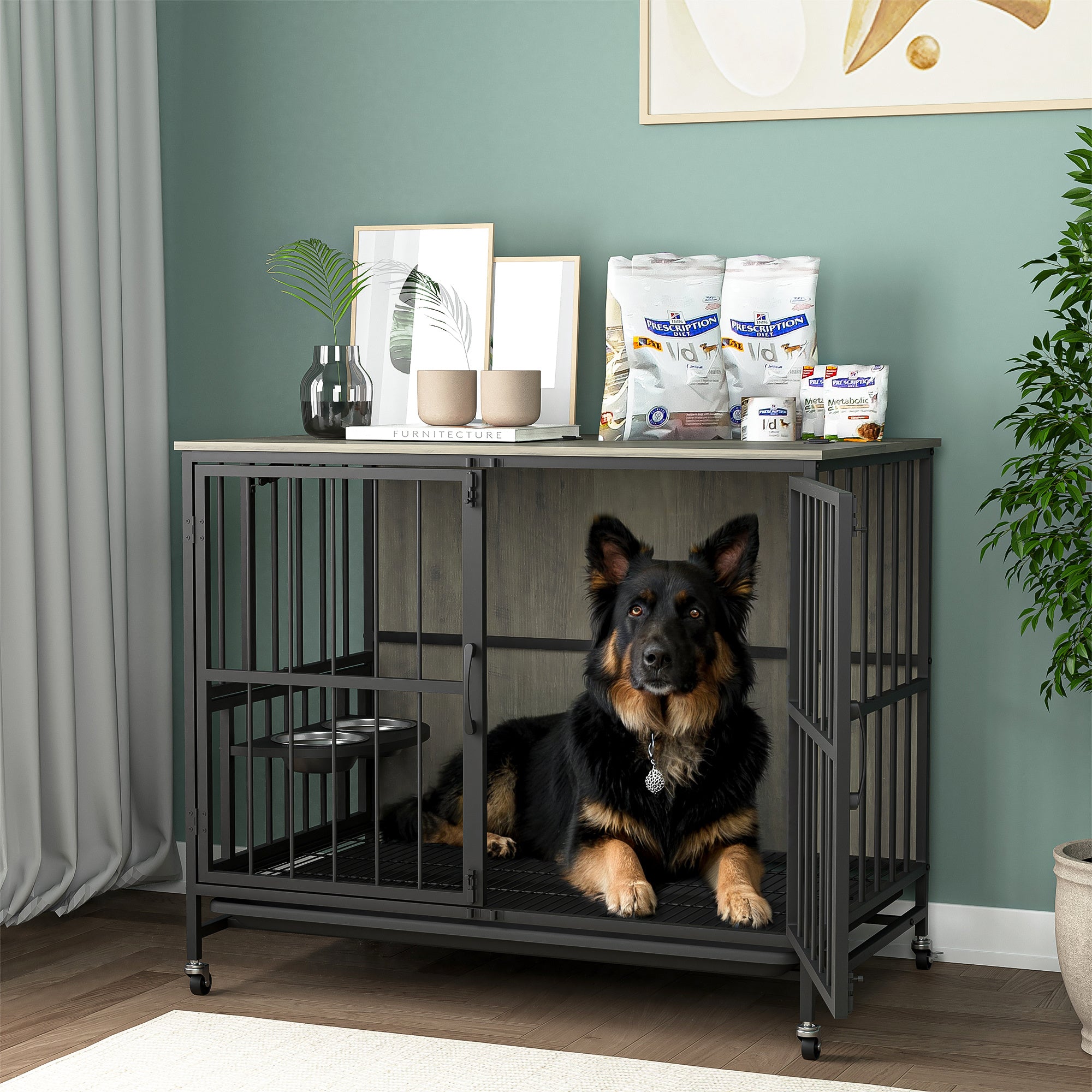 Modern Furniture Style Double-Door Kennel for Dogs