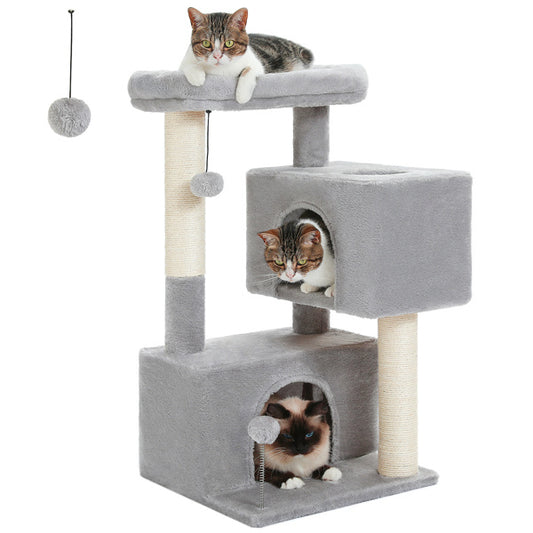 31.5" Cat Tree Tower with Dual Large Condos for All Size Cats