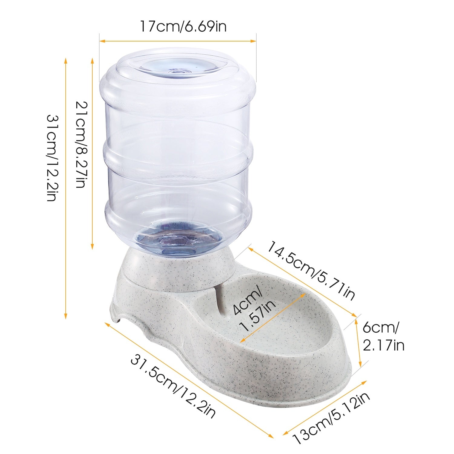 3.5L/1Gal Self-Dispensing Gravity Water Feeder for Dogs and Cats