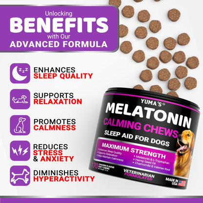 Yuma's - Melatonin Calming Chews for Stress and Anxiety Relief for Dogs - 170 Chews