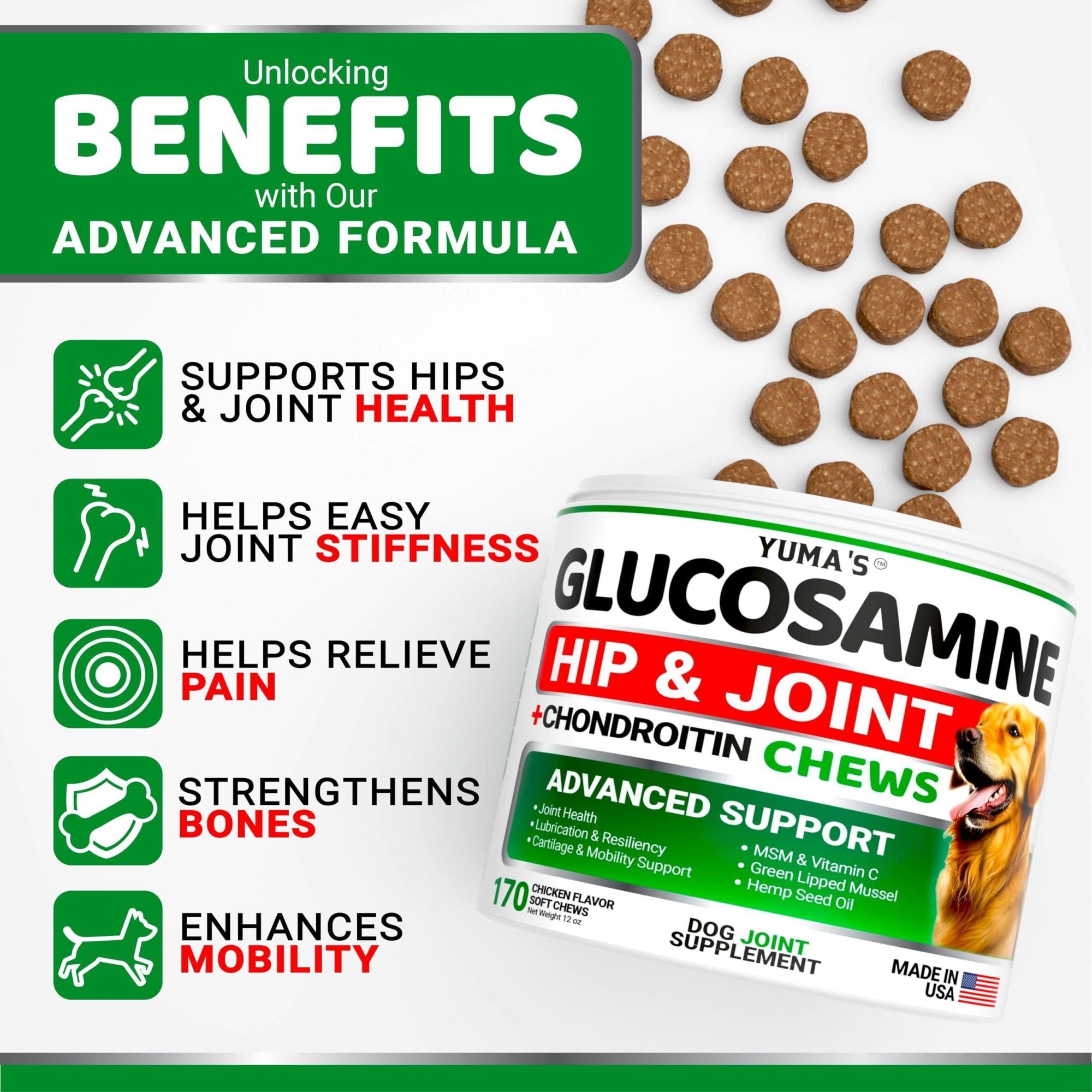 Glucosamine Hip and Joint Supplement for Dogs - 170 Ct