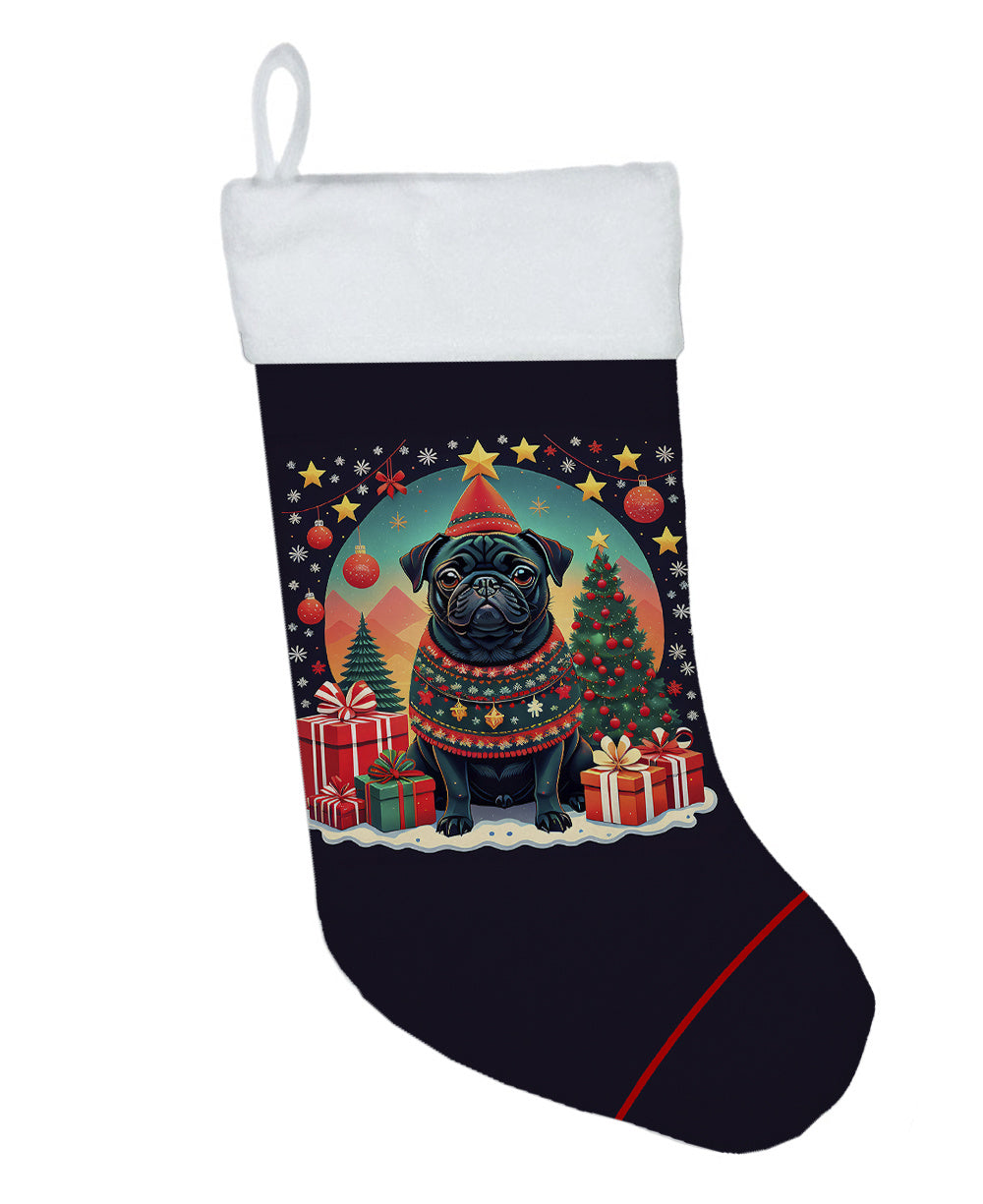 Black Pug -  Christmas Holiday Stocking for Fun Family Decorations