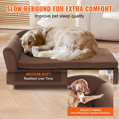 Soft Velvety Sofa Bed for Large-Sized Dogs and Cats - 110 lbs Capacity