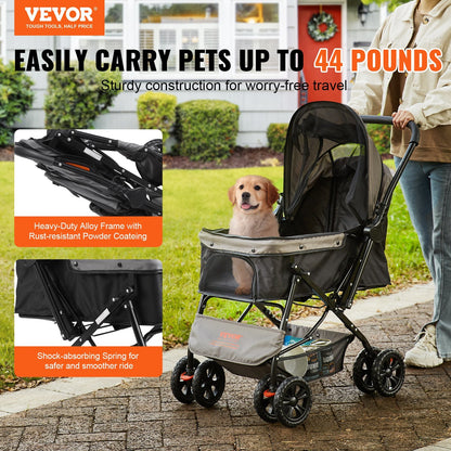 Folding 4 Wheel Stroller for Medium Dogs