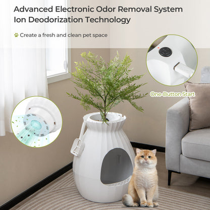 Plant Stand Smart Cat Litter Box with Electronic Odor Removal and Sterilization