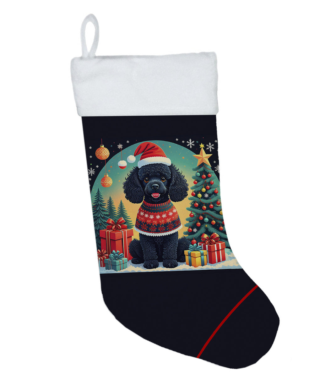 Black Toy Poodle - Christmas Holiday Stocking for Fun Family Decorations