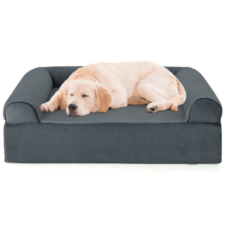 Orthopedic Memory Foam Bed with Headrest for Large Dogs
