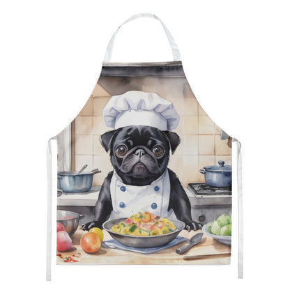 Black Pug - The Chef Apron for Adult Women and Men - Unisex Large