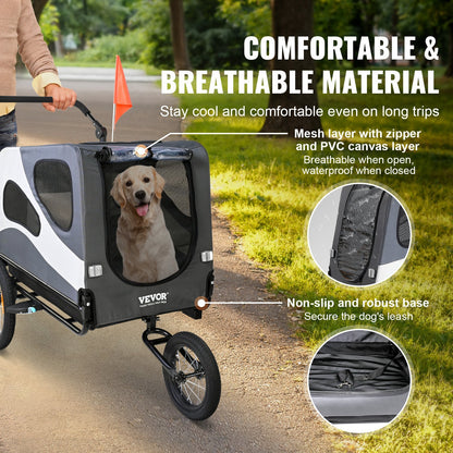 Folding 2-in-1  Stroller Bicycle Carrier Cart Trailer for Dogs - Supports up to 100 lbs