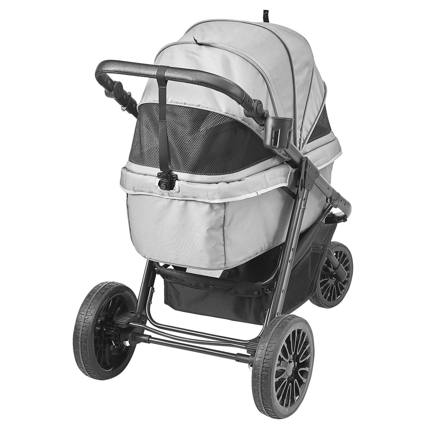 3 Wheel Stroller 75 lbs Weight Capacity with Storage Basket for Small to Medium Dogs