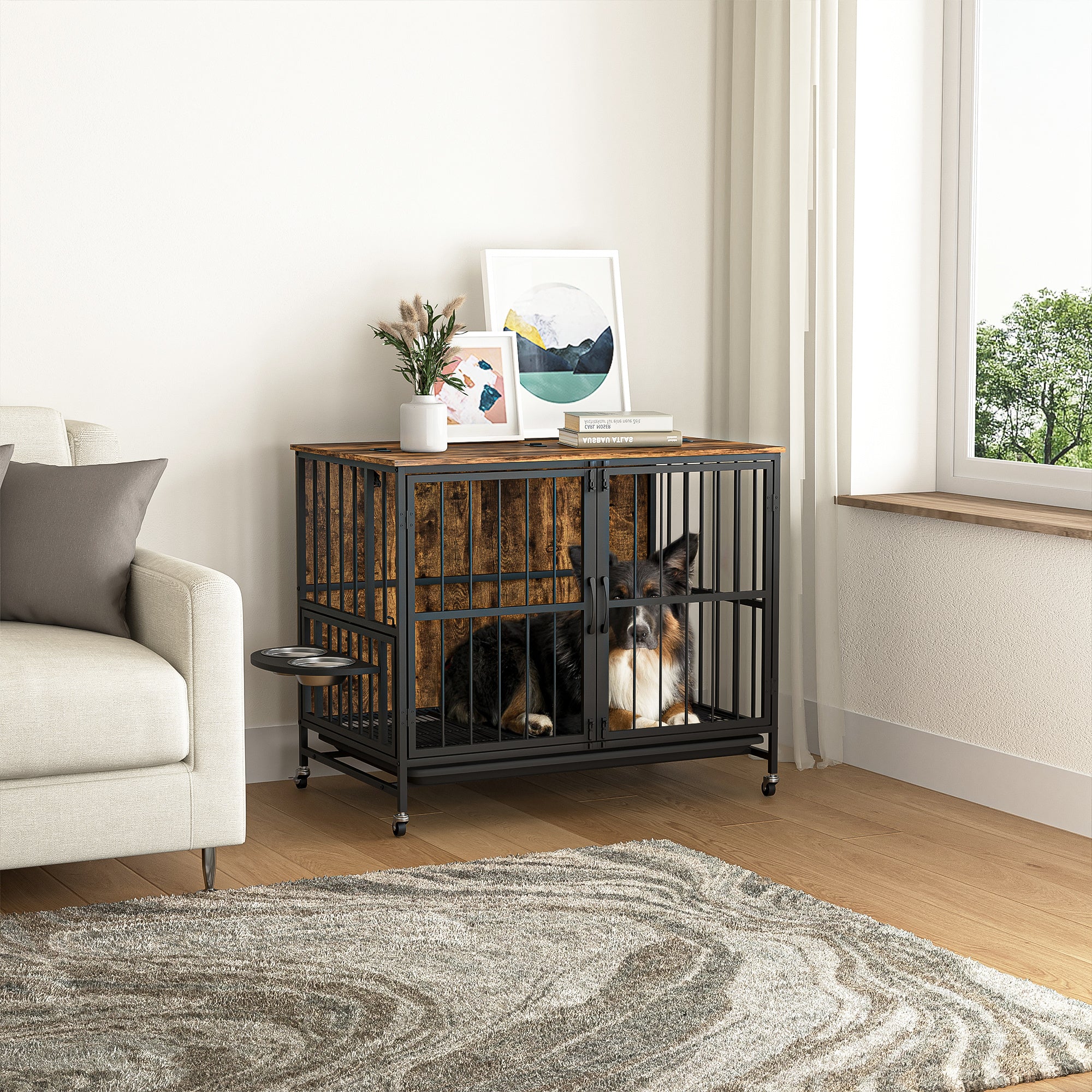 Modern Furniture Style Double-Door Kennel for Dogs