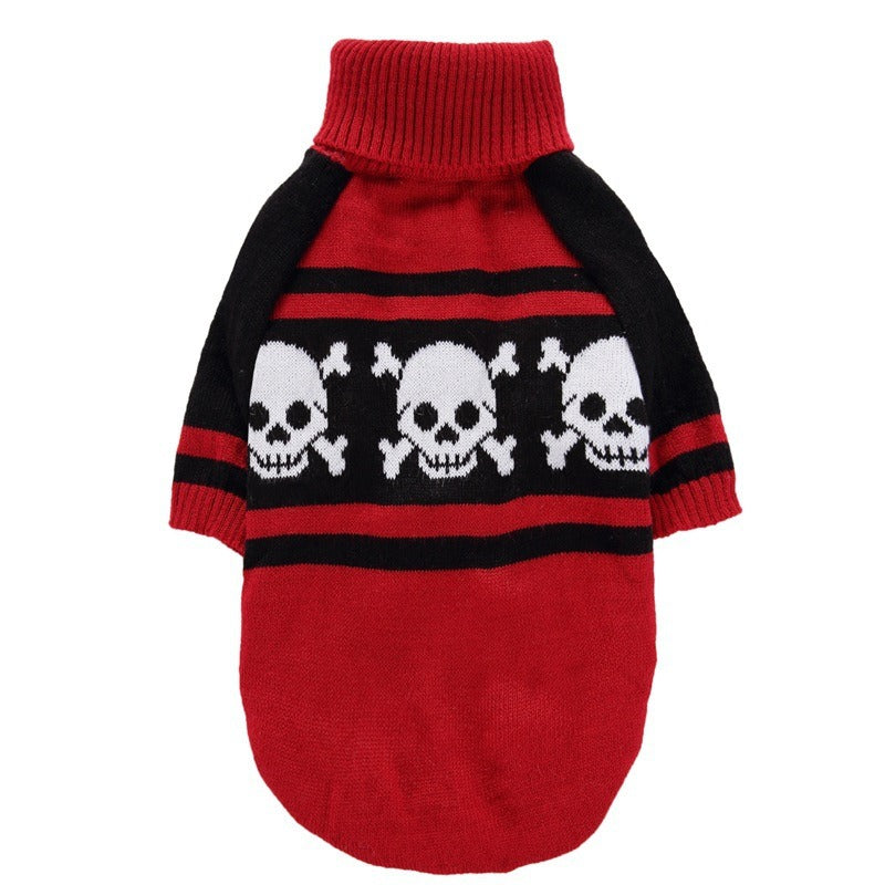 Halloween Costume Pumpkin, Skulls, Death, Knit Sweater for Dogs