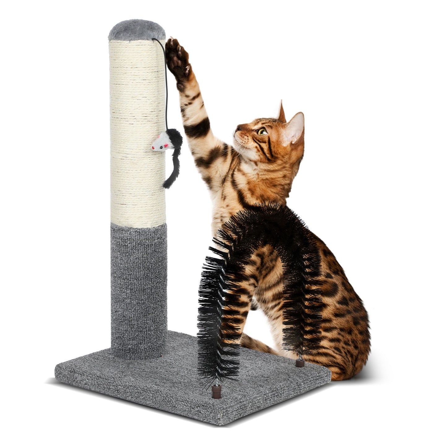 Scratching Post Pad with Self Groomer Brush for Cats