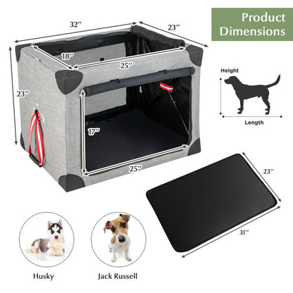 3-Door Travel Soft Kennel with Pad and Metal Frame for Dogs or Cats