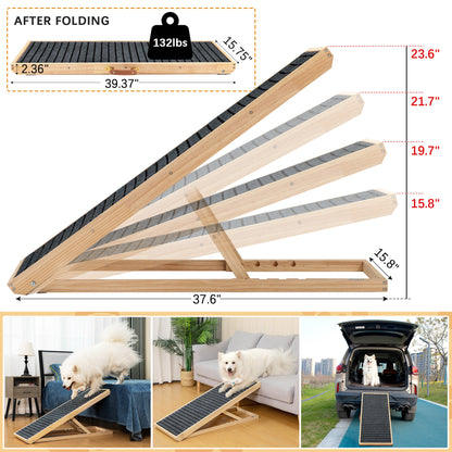 Wooden Adjustable Folding Ramp for Dogs and Cats