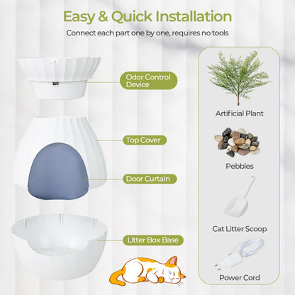 Plant Stand Smart Cat Litter Box with Electronic Odor Removal and Sterilization