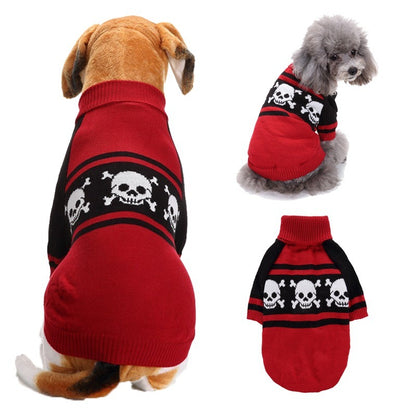 Halloween Costume Pumpkin, Skulls, Death, Knit Sweater for Dogs