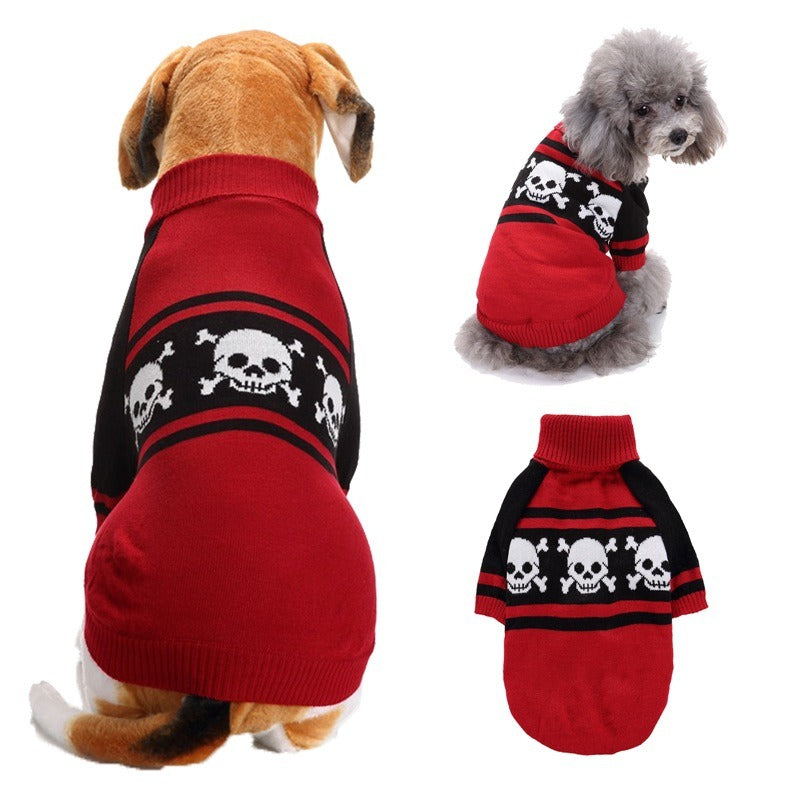 Halloween Costume Pumpkin, Skulls, Death, Knit Sweater for Dogs