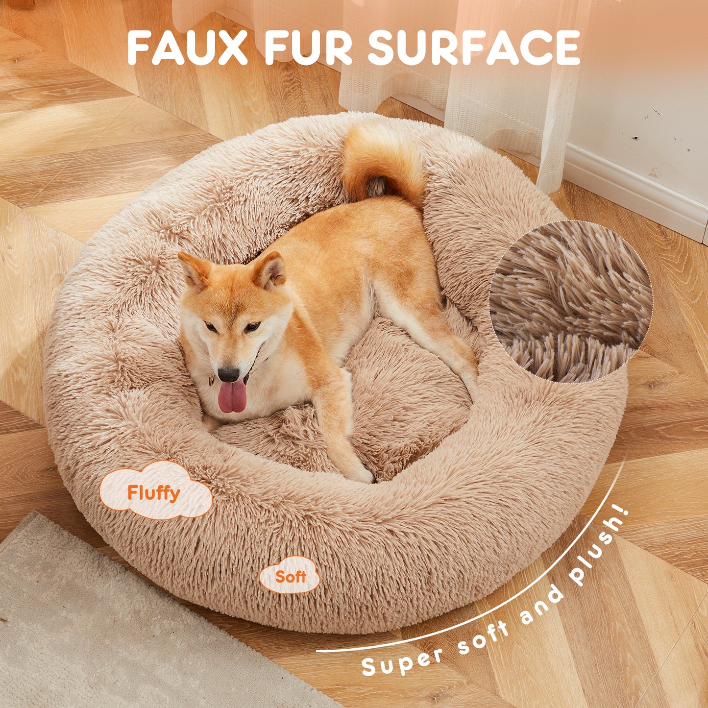 Sweetcrispy - Anti-Slip Round Plush Bed for Dogs and Cats - Large and X Large