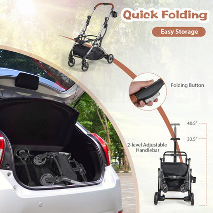 Foldable Stroller with Removable Waterproof Cover for Dogs and Cats