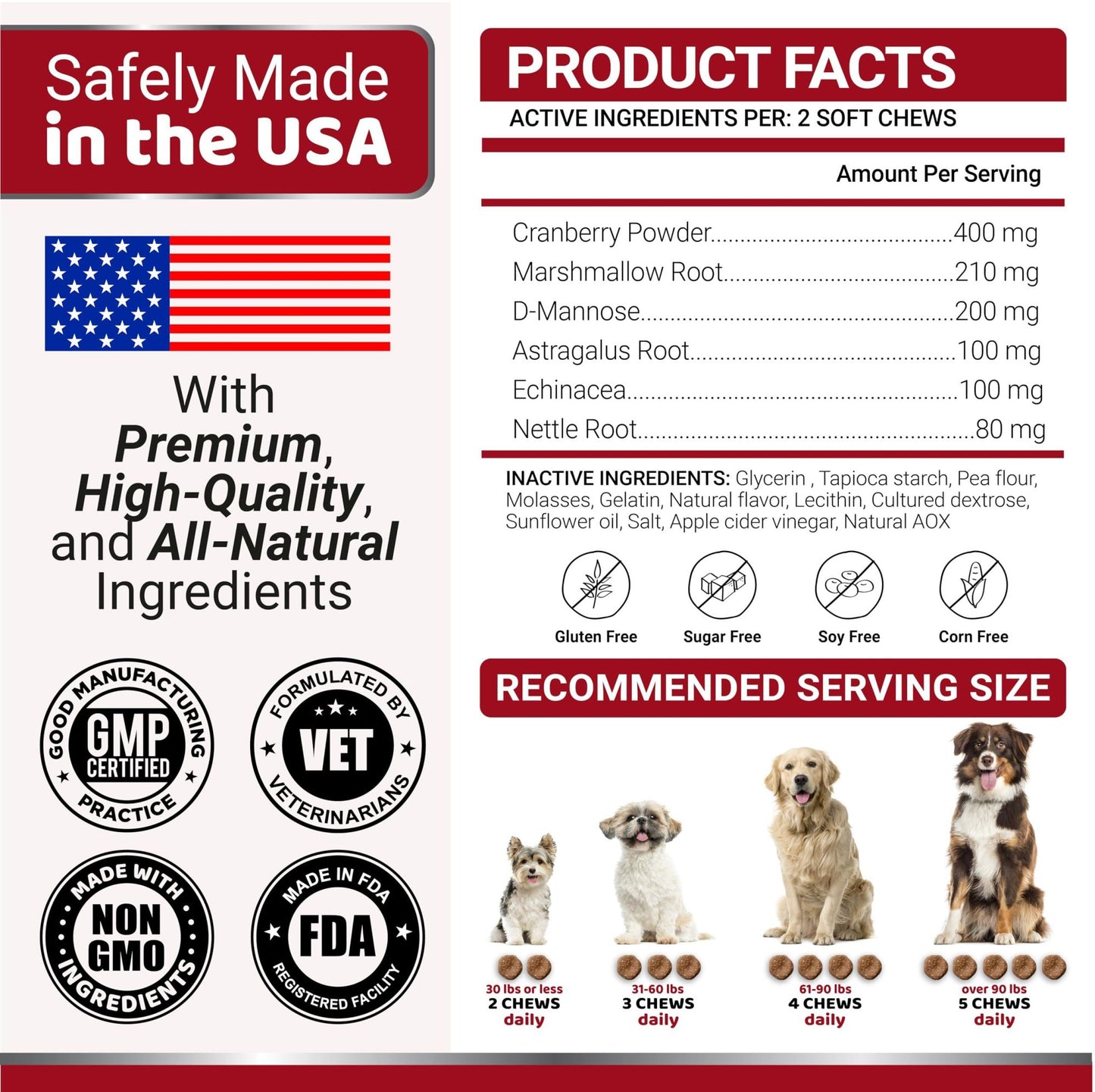 Yuma's - Cranberry Supplement for UTI Treatment and Bladder Control for Dogs