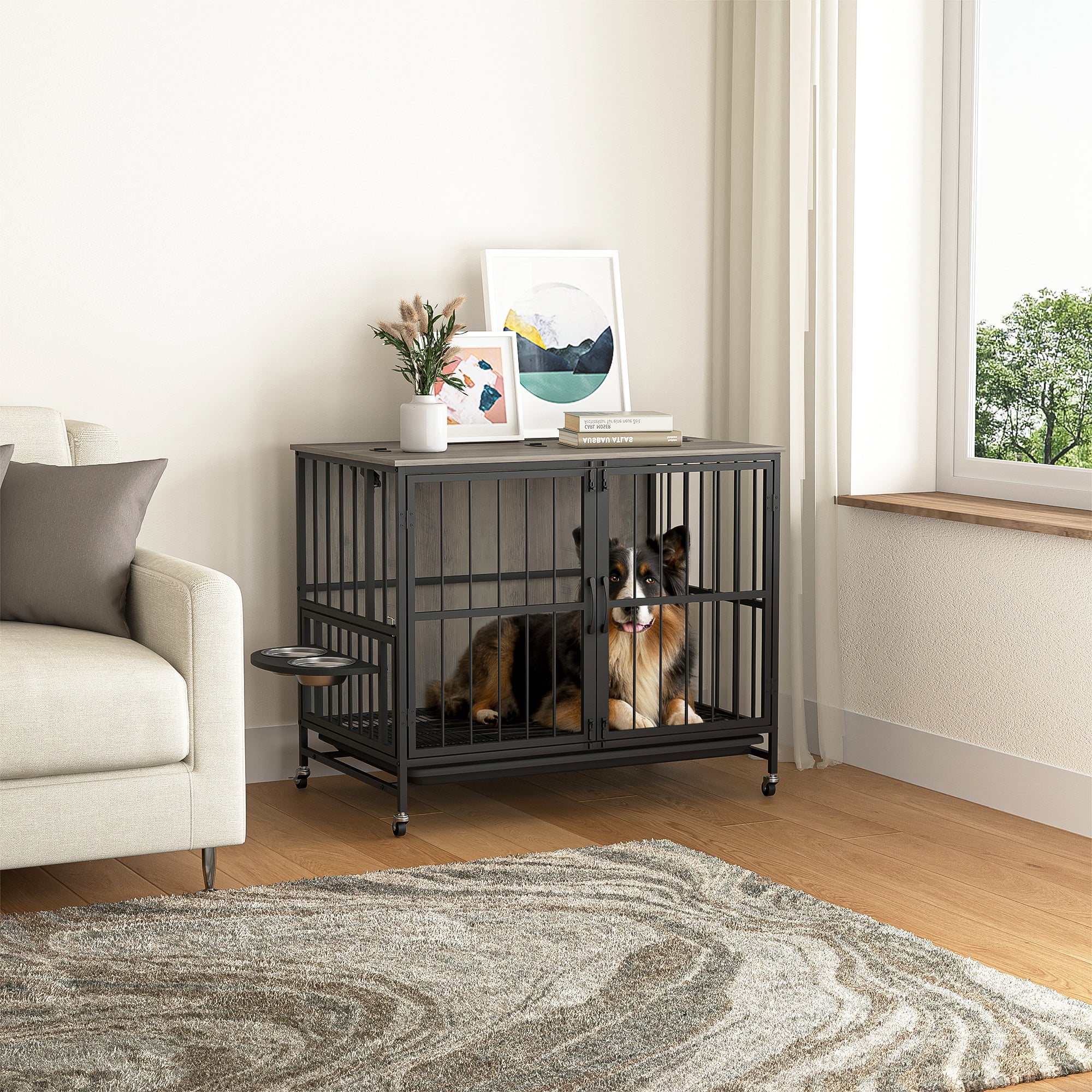 Modern Furniture Style Double-Door Kennel for Dogs