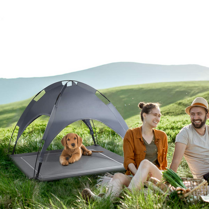 Portable Elevated Bed With Removable Shade Canopy for Dogs