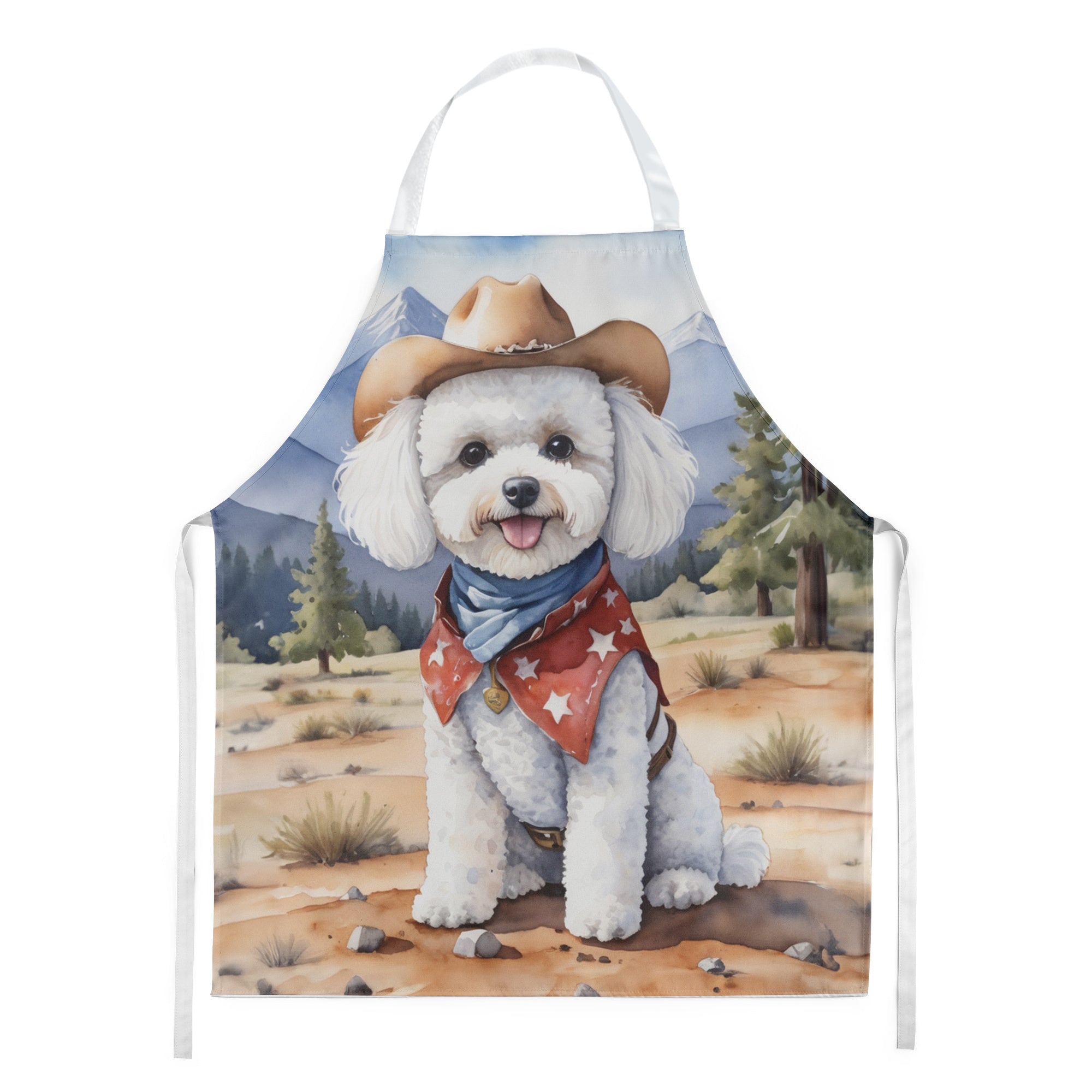 Bichon Frise - Welcome Cowboy Apron for Cooking, Baking and Crafts for Adult Women and Men - Unisex Large